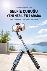 Tripod Çok Amaçlı Kumandalı Android Ios Uyumlu Selfie Çubuğu Q07 Siyah