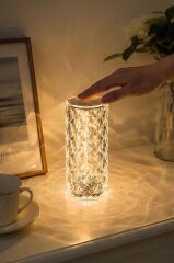 Projeksiyon Cihazı Kristal Led Dokunmatik Sensörlü Usb Şarj Restoran Masa Lambası LW1