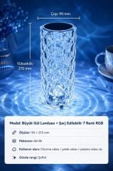 Projeksiyon Cihazı Kristal Led Dokunmatik Sensörlü Usb Şarj Restoran Masa Lambası LW1