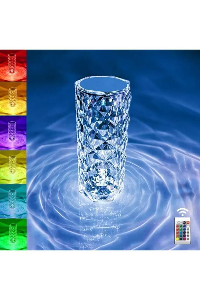 LW-1 Projeksiyon Masa Lambası Kristal Elmas Led Dokunmatik Sensör Usb Şarj Restoran Masa Lambası