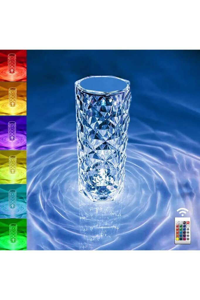 Projeksiyon Cihazı Kristal Led Dokunmatik Sensörlü Usb Şarj Restoran Masa Lambası LW1