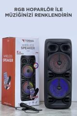 Torima D28 Siyah RGB Işıklı Mikrofonlu Kumandalı USB/TF/BT/FM/AUX Bluetooth Hoparlör