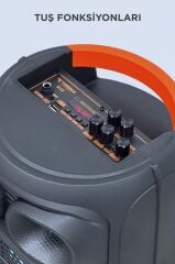 Bluetooth Hoparlör Rgb Işıklı Mikrofonlu Kumandalı Hoparlör D28 Siyah