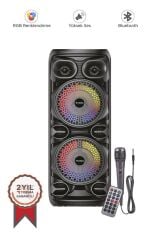Bluetooth Hoparlör Rgb Işıklı Mikrofonlu Kumandalı Hoparlör D28 Siyah