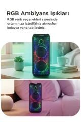 Bluetooth Hoparlör Mikrofonlu Kumandalı Rgb Işıklı Speaker D64 Siyah