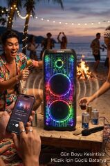 Bluetooth Hoparlör Mikrofonlu Kumandalı Rgb Işıklı Speaker D64 Siyah