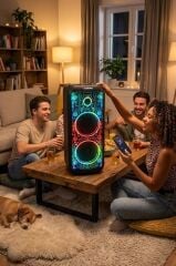 Bluetooth Hoparlör Mikrofonlu Kumandalı Rgb Işıklı Speaker D64 Siyah