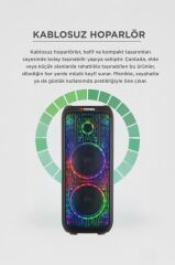 Bluetooth Hoparlör Mikrofonlu Kumandalı Rgb Işıklı Speaker D64 Siyah