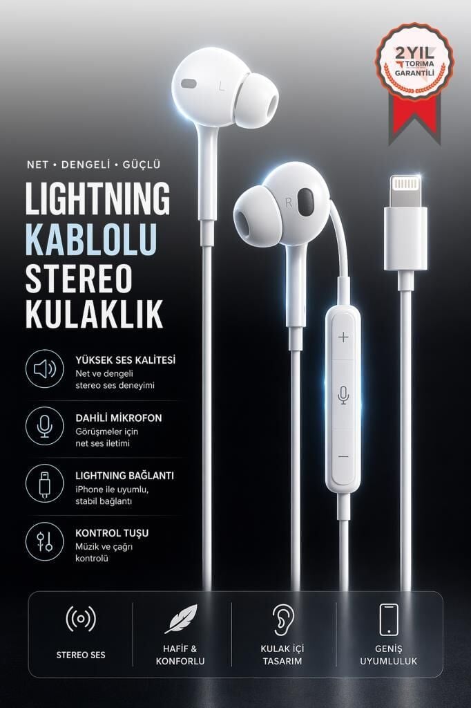 Kablolu Kulaklık Iphone Lightning Girişli Kulak İçi Kulaklık TRM POP-UP