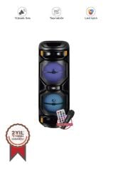 Bluetooth Hoparlör Rgb Işıklı Mikrofonlu Kumandalı USB TF FM MIC BT Speaker D27 Siyah