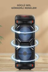 Torima D27 Siyah RGB Işıklı Mikrofonlu Kumandalı USB/TF/FM/MIC/BT Bluetooth Hoparlör