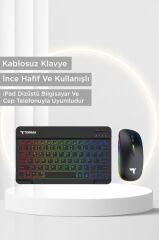 Kablosuz Klavye Mouse Seti Rgb Işıklı Şarj Edilebilir TMK09 Siyah