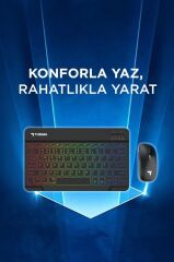 Kablosuz Klavye Mouse Seti Rgb Işıklı Şarj Edilebilir TMK09 Siyah