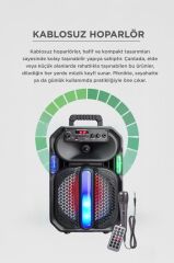 Bluetooth Hoparlör Rgb Işıklı Mikrofonlu Kumandalı Hoparlör D26 Siyah