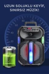 Bluetooth Hoparlör Rgb Işıklı Mikrofonlu Kumandalı Hoparlör D26 Siyah