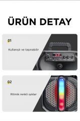 Torima D26 Siyah RGB Işıklı Mikrofonlu Kumandalı USB/TF/FM/MIC/BT Bluetooth Hoparlör
