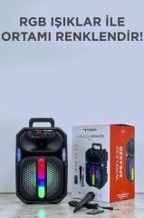 Bluetooth Hoparlör Rgb Işıklı Mikrofonlu Kumandalı Hoparlör D26 Siyah