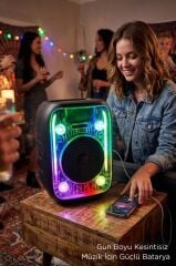 Torima Bluetooth Hoparlör Kablolu Mikrofonlu Rgb Işıklı Speaker D66 Siyah