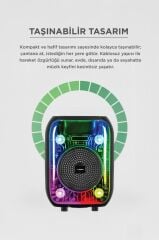 Torima Bluetooth Hoparlör Kablolu Mikrofonlu Rgb Işıklı Speaker D66 Siyah