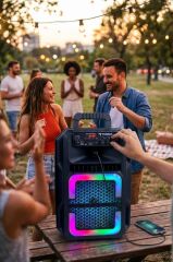Bluetooth Hoparlör Rgb Işıklı Mikrofonlu Kumandalı Hoparlör D25 Siyah