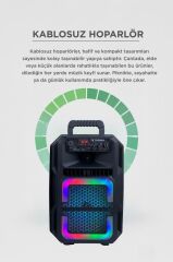 Bluetooth Hoparlör Rgb Işıklı Mikrofonlu Kumandalı Hoparlör D25 Siyah