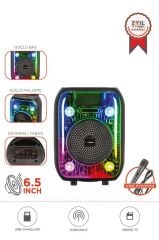 Bluetooth Hoparlör Kablolu Mikrofonlu Rgb Işıklı Speaker D66 Siyah
