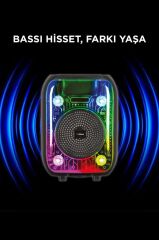 Bluetooth Hoparlör Kablolu Mikrofonlu Rgb Işıklı Speaker D66 Siyah