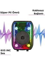 Bluetooth Hoparlör Kablolu Mikrofonlu Rgb Işıklı Speaker D66 Siyah