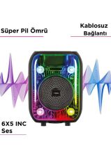 Bluetooth Hoparlör Kablolu Mikrofonlu Rgb Işıklı Speaker D66 Siyah