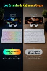 Kablosuz Klavye Mouse Seti Rgb Işıklı Şarj Edilebilir TMK09 Pembe