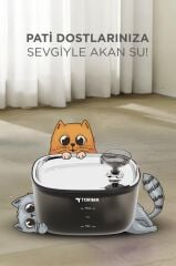 Torima Tpd-01 Siyah Otomatik Filtreli Kedi Köpek Su Pınarı Su Çeşmesi Ultra Sessiz Su Şelalesi