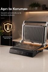 Tost Makinesi 2000W Dijital Ekranlı Çıkarılabilir Plakalı Izgara Makinesi TG PRO500 Siyah