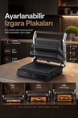 Tost Makinesi 2000W Dijital Ekranlı Çıkarılabilir Plakalı Izgara Makinesi TG PRO500 Siyah