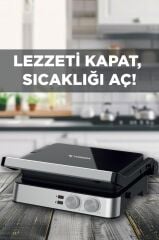 Tost Makinesi 2000W Paslanmaz Çelik Çıkarılabilir Plakalı Izgara Makinesi TG PRO300 Siyah Gümüş