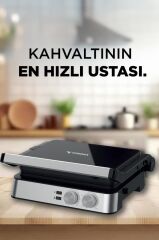Tost Makinesi 2000W Paslanmaz Çelik Çıkarılabilir Plakalı Izgara Makinesi TG PRO300 Siyah Gümüş