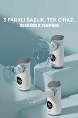 Nebulizatör Mesh Usb Şarjlı Sessiz Kademeli Dijital Ekranlı CNB69008 Beyaz