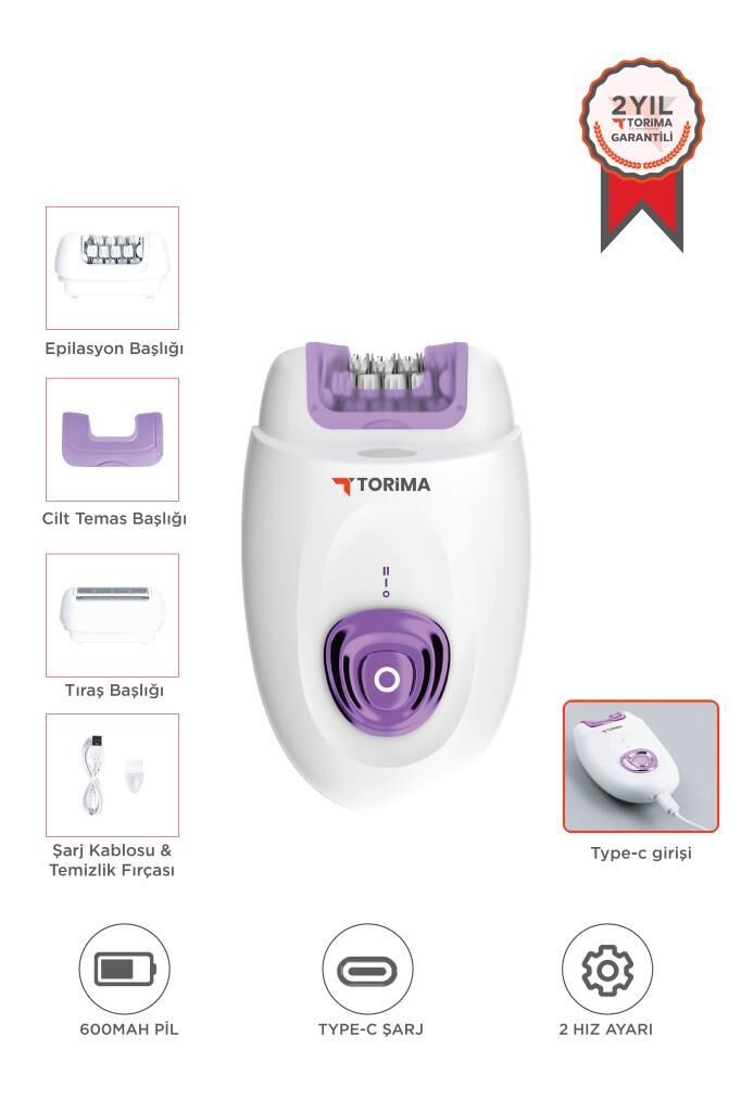 Epilatör Şarjlı 2IN1 Tüm Vücut Epilatör Cihazı TEP01 Beyaz