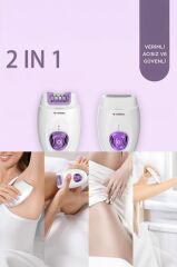 Epilatör Şarjlı 2IN1 Tüm Vücut Epilatör Cihazı TEP01 Beyaz