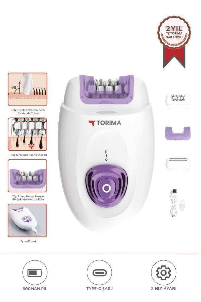 Torima TEP-01 Beyaz 2in1 Şarjlı Tüm Vücut Epilatör