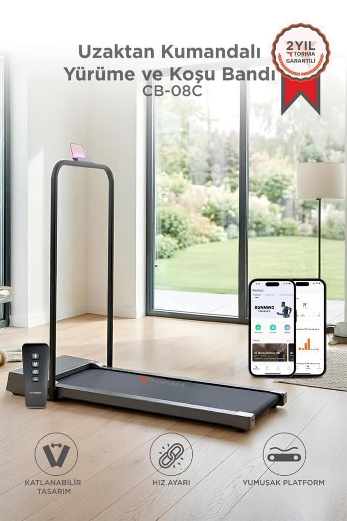 Koşu Bandı Ayarlanabilir Bluetoothlu Uzaktan Kumandalı Katlanabilir Yürüme Bandı VEP1002 Siyah