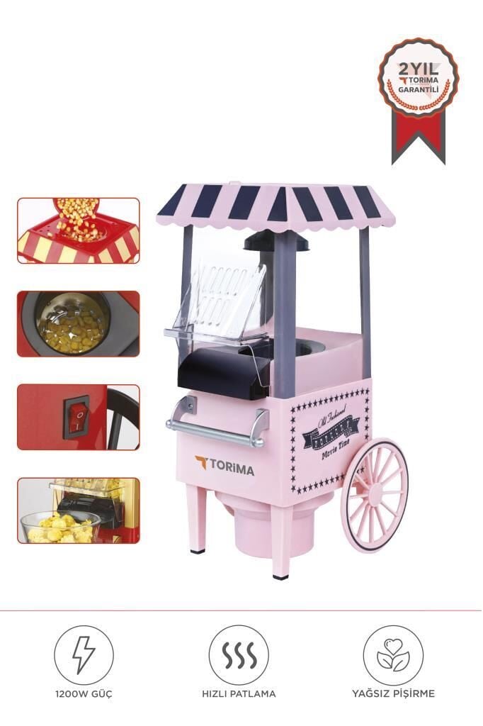 Torima Tpm-01 Pembe Yağsız Mısır Patlatma Popcorn Makinesi