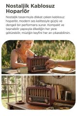 Bluetooth Hoparlör Nostaljik Radyo Kablosuz Speaker D57 Ahşap