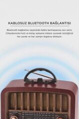 Bluetooth Hoparlör Nostaljik Radyo Kablosuz Speaker D57 Kahverengi