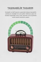 Bluetooth Hoparlör Nostaljik Radyo Kablosuz Speaker D57 Kahverengi
