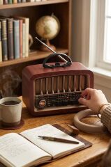 Torima Bluetooth Hoparlör Nostaljik Radyo Kablosuz Speaker D57 Kahverengi