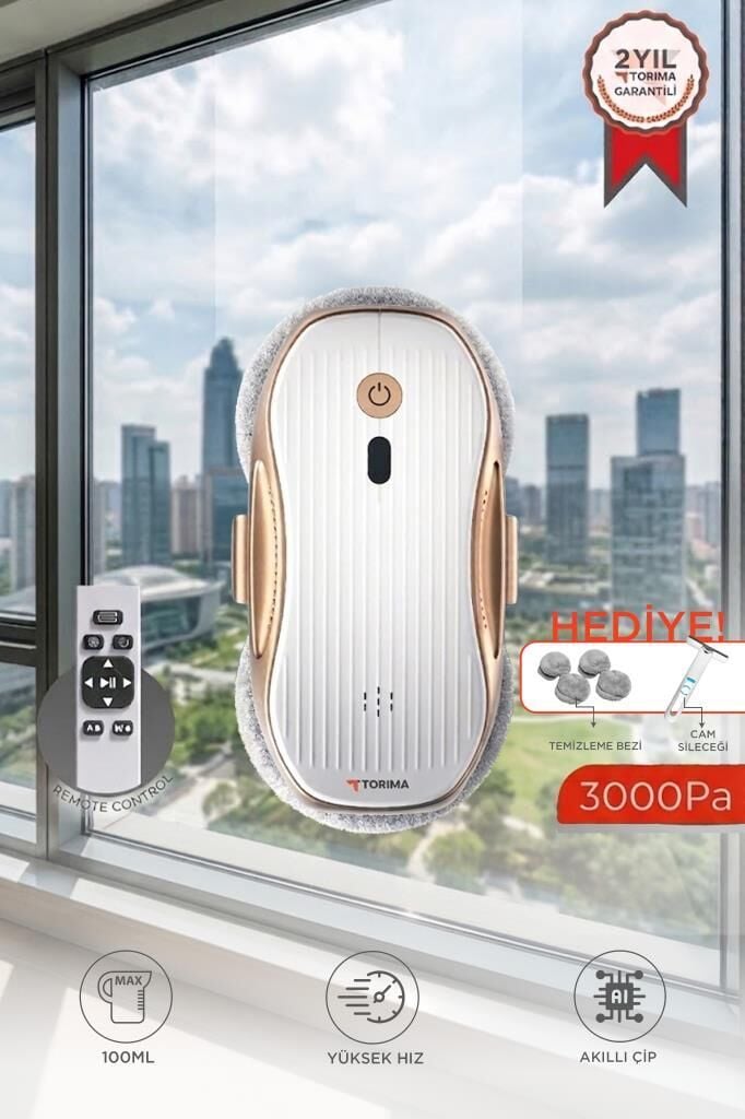Cam Silme Temizleme Robotu Uzaktan Kumandalı Su Püskürtmeli 3000Pa S10