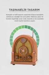 Bluetooth Hoparlör Nostaljik Radyo Kablosuz Speaker D58 Ahşap