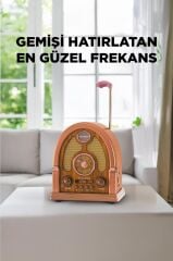 Bluetooth Hoparlör Nostaljik Radyo Kablosuz Speaker D58 Ahşap