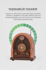 Bluetooth Hoparlör Nostaljik Radyo Kablosuz Speaker D58 Kahverengi