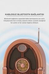 Bluetooth Hoparlör Nostaljik Radyo Kablosuz Speaker D58 Kahverengi